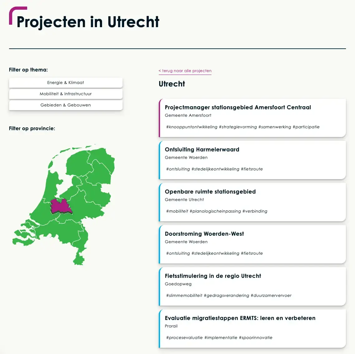 Uniek projectenfilter